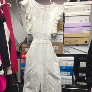 White Eyelet Flutter Jumpsuit